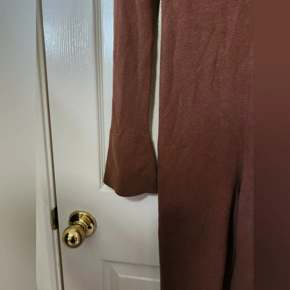 Urban Outfitters Brown Ribbed Long-Sleeve Zipper Jumpsuit - Picture 10 of 13